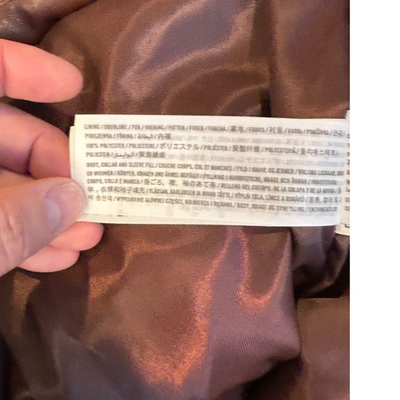 NWT Abercrombie & Fitch Chocolate Brown Faux Leather Mini Puffer Jacket Size XS - Picture 9 of 11